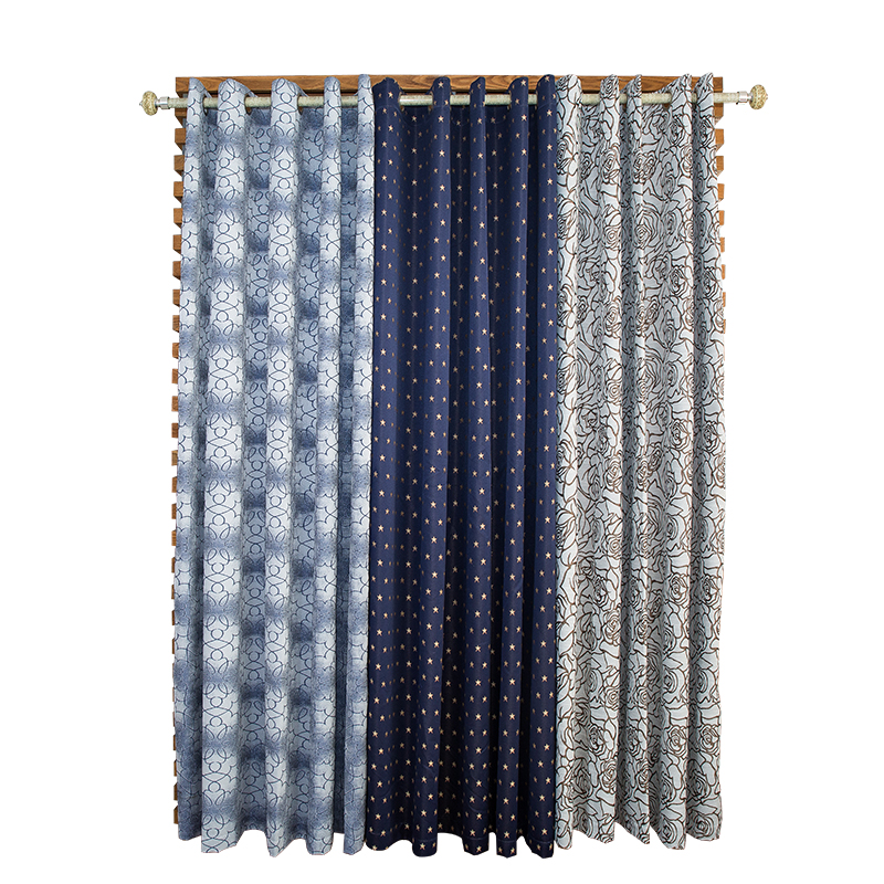 灰色三线带提花窗帘